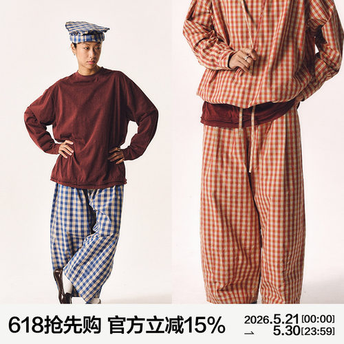 MANUFACTURE 格纹气球九分裤