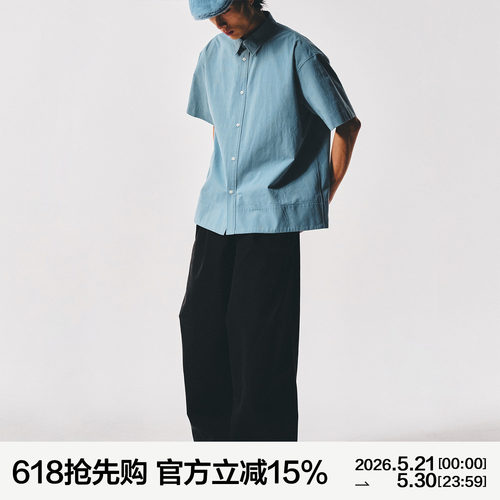 MANUFACTURE 棉质水洗短袖衬衣
