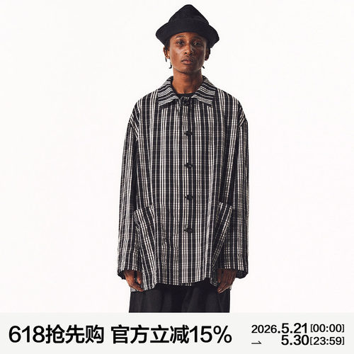 MANUFACTURE 轻量格纹肌理感中长款外套
