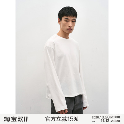 MANUFACTURE水洗散口长袖T恤