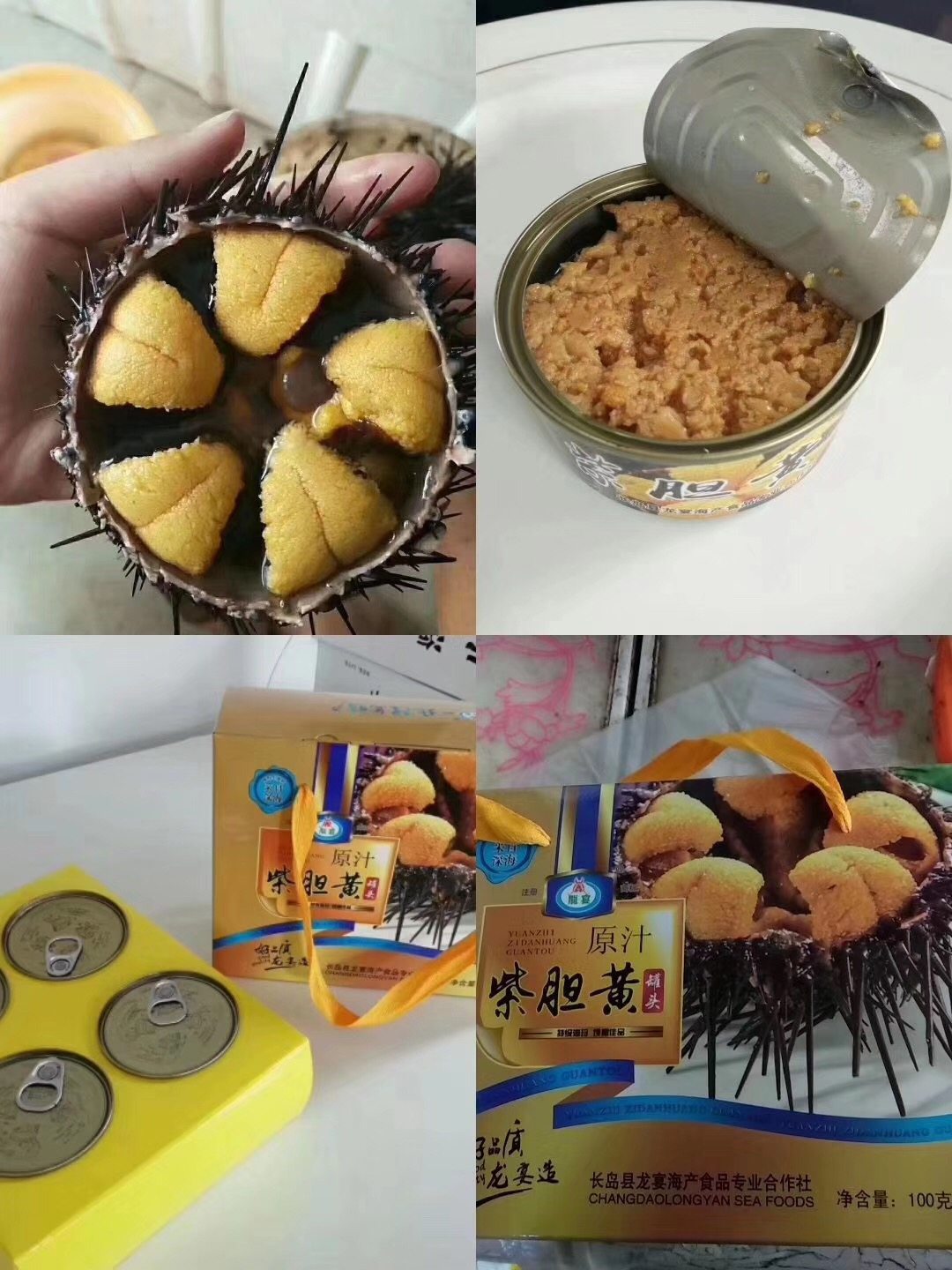 长岛海鲜海胆北隍岛特色海产品即食罐头 紫海胆海胆黄4瓶包邮
