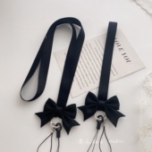 原创百搭哑光进口棉带钥匙可爱蝴蝶结手机两用创意防丢绳手腕挂件