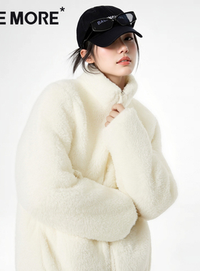 one more白色加绒外套女秋冬2025新款摇粒绒内胆加厚毛绒绒上衣X