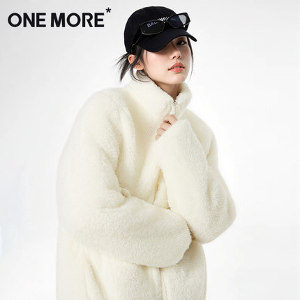 one more白色加绒外套女秋冬2025新款摇粒绒内胆加厚毛绒绒上衣X