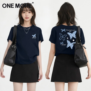 夏季 one 正肩女t恤2025新款 抗菌設(shè)計(jì)感上衣盛夏流行風(fēng)格 more短袖
