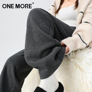 more加绒阔腿裤 女士糯米裤 女冬季 子2025新款 深灰色人字纹裤 one