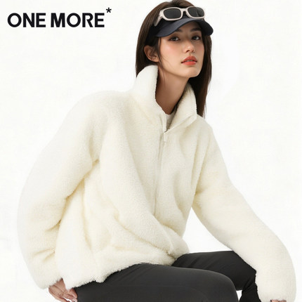 one more厚摇粒绒外套女秋冬加绒冲锋衣内胆2025新款毛绒绒上衣X