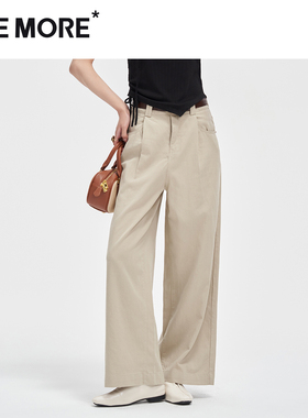 one more2025年文墨浅色职场工装裤女秋季时尚休闲裤百搭老爹韩版