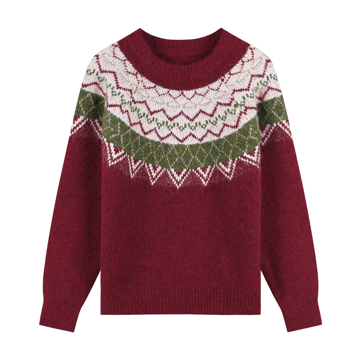 26年春费尔岛毛衣针织衫春装高级感提花内搭打底含绵羊毛上衣外穿