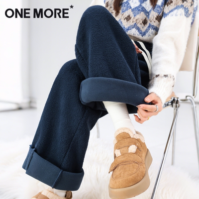 onemore加绒摇粒绒阔腿裤