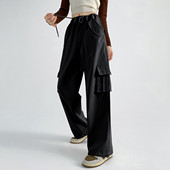 more2025年新款 女高腰百搭束脚窄版 美式 one 工装 裤 阔腿休闲裤