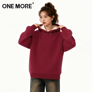 one more加绒卫衣女冬季羊驼绒加厚连帽上衣2026新年本命年女装Y