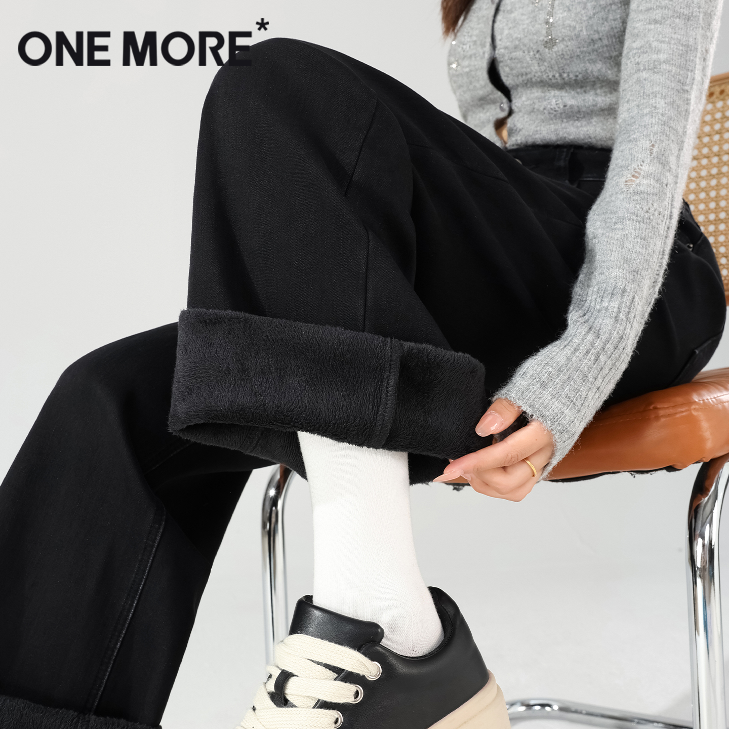 onemore阔腿牛仔裤女新款