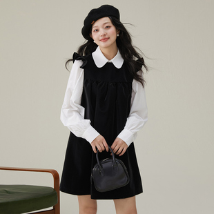 连衣裙女气质高级感小黑裙 背心裙小飞袖 one more文墨2025初秋季