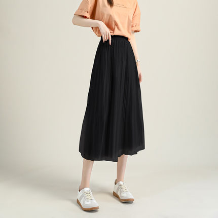 one more2025年百搭半身裙中长款女时尚洋气两穿学院风女A字裙