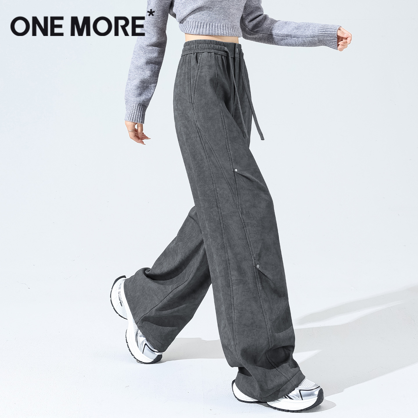 onemore加绒弯刀工装裤