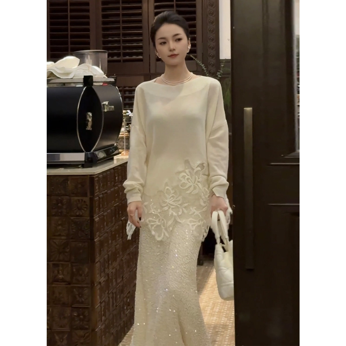 one more法式亮片鱼尾半身裙女2026春季新款时尚高腰显瘦