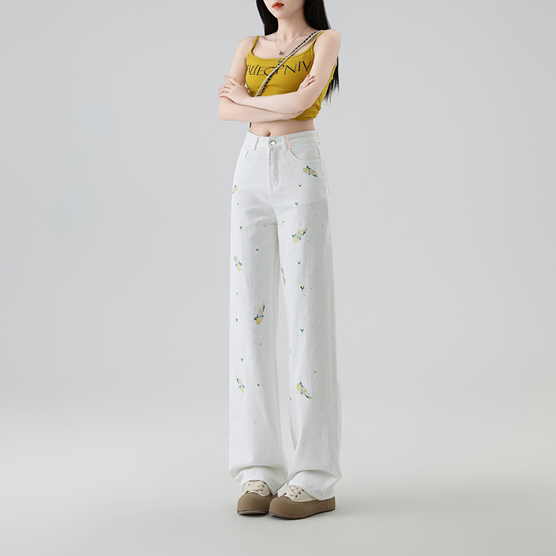 阔腿裤女2025新款高腰显瘦牛仔裤