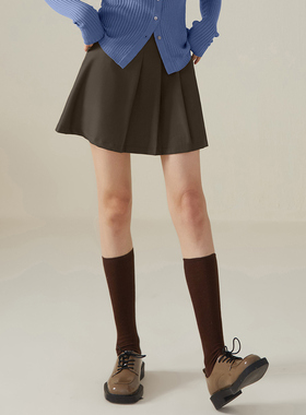 one more文墨秋季新款小个子百褶半身裙女气质a字半裙高级感短裙