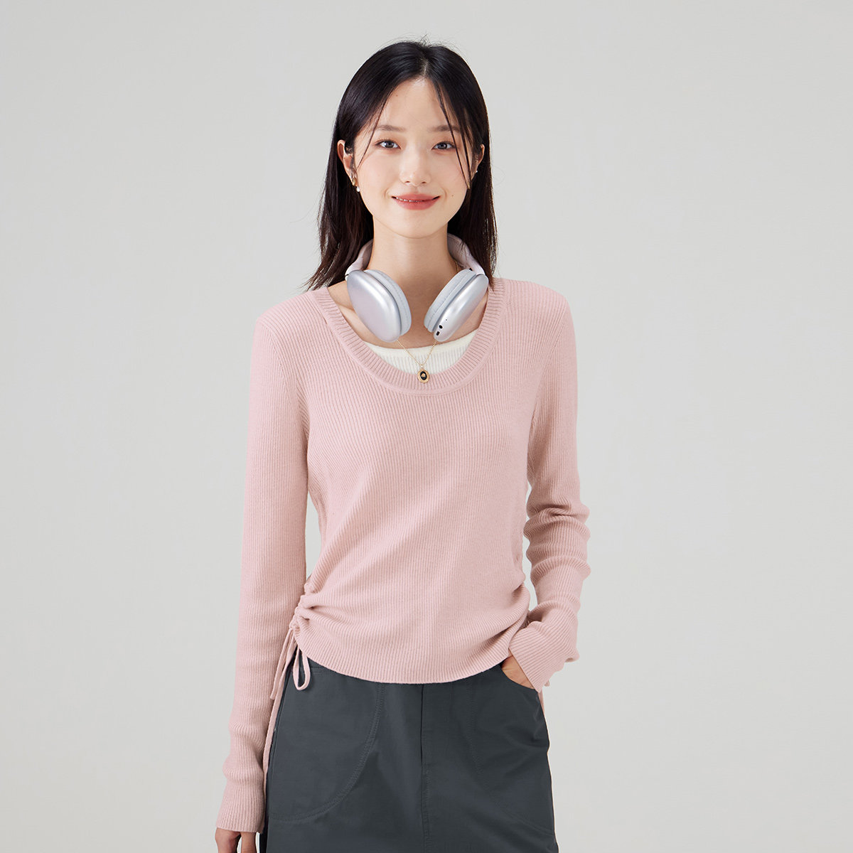 秋冬假两件针织上衣含绵羊毛外穿女内搭抽绳长袖t恤高级感打底衫,女装/女士精品,毛针织衫,淘宝优惠券,粉丝福利购,淘宝优惠卷