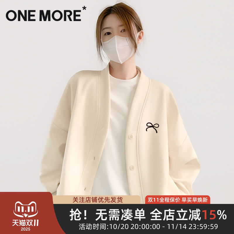 onemore休闲v领宽松卫衣