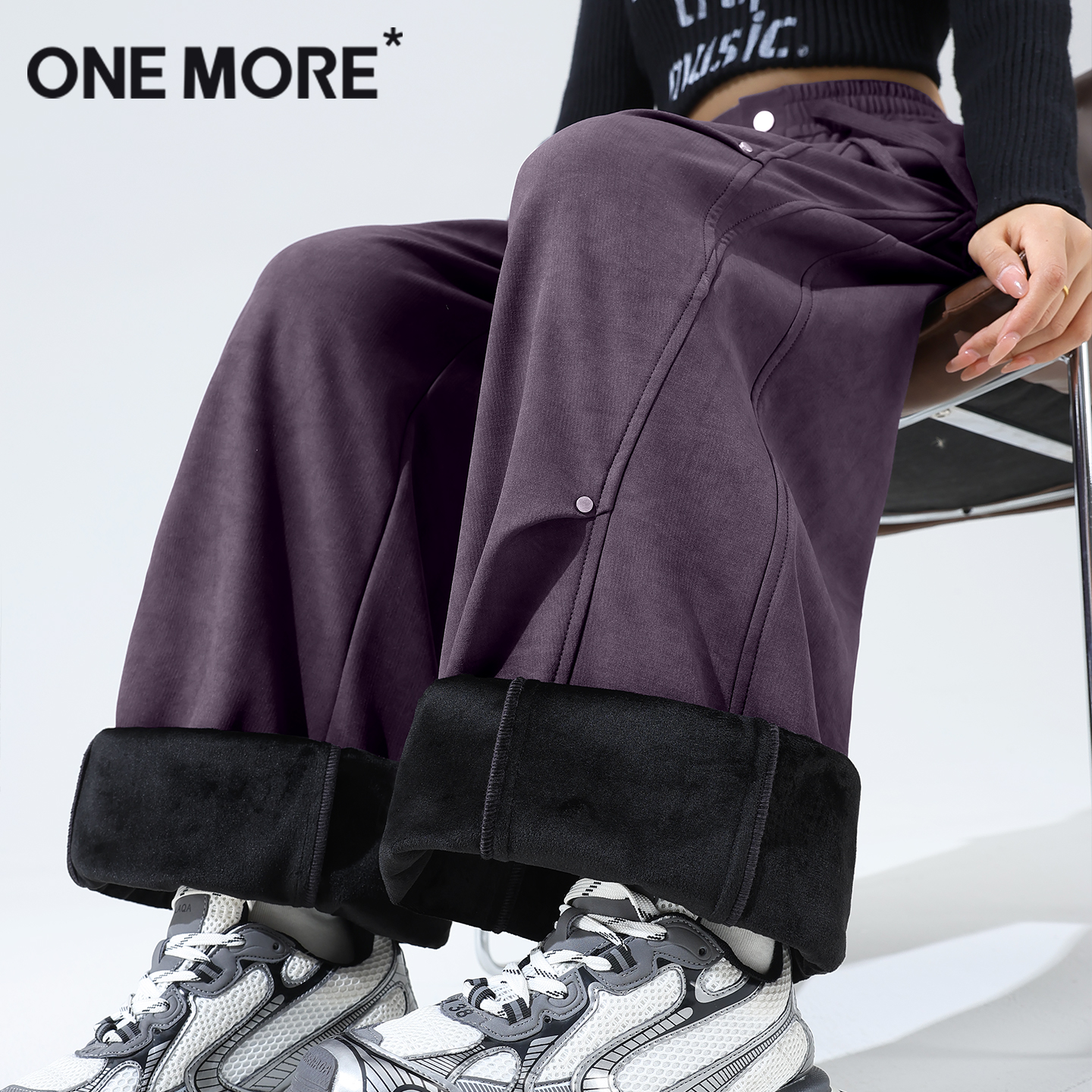 onemore加绒弯刀工装裤