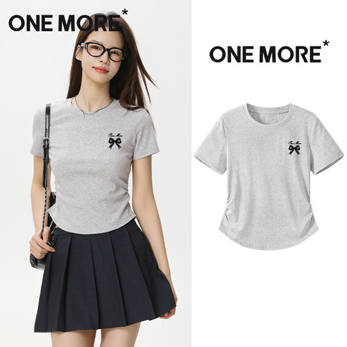 onemore针织抽绳短袖t恤