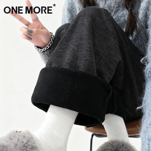 冬季 子女2025新款 加厚糯米裤 休闲窄版 one 阔腿裤 more灰色加绒裤