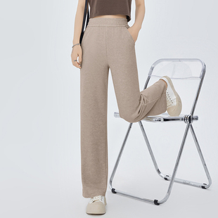 more针织阔腿裤 直筒裤 女2025秋季 高腰松紧裤 纯色显瘦简约 新款 one