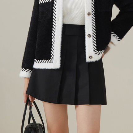 one more小个子百褶裙短裙a字连衣裙2025秋冬气质高级感显瘦半裙