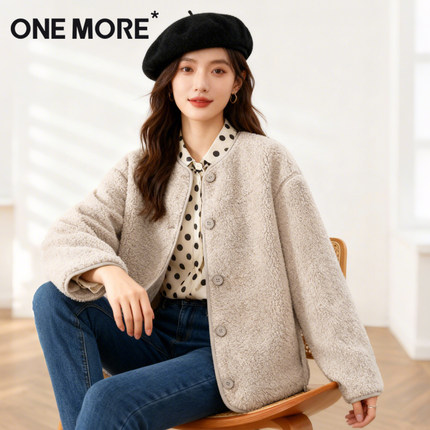 one more摇粒绒外套女秋冬季2025新款巨好看初冬小香风保暖上衣Y