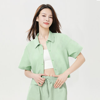one more冰丝防晒衬衫2025女夏季爆款冰丝垂感小个子短款女上衣Y