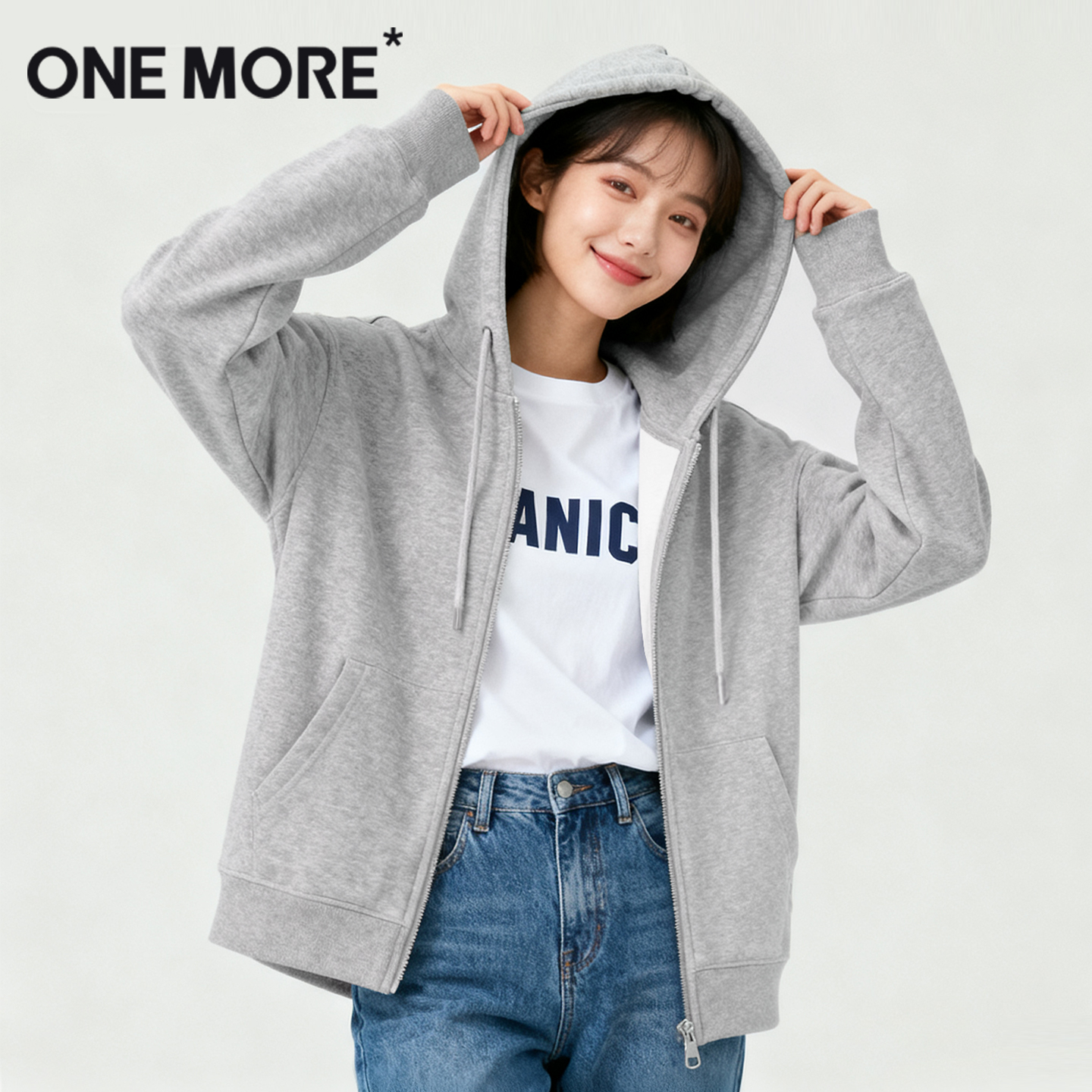 onemore宽松大版开衫卫衣