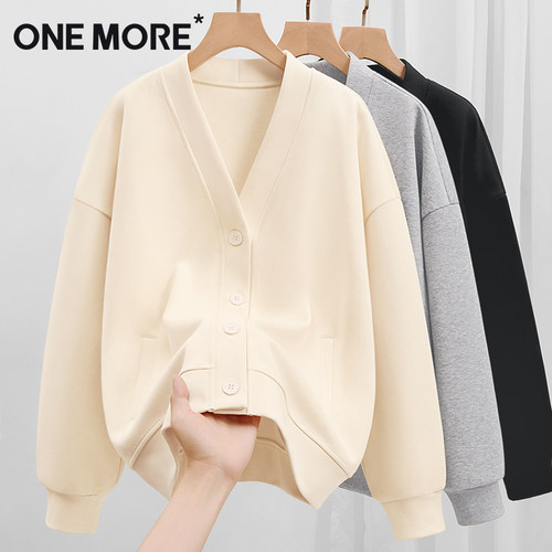 onemore休闲v领宽松卫衣