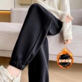 one 子女 加绒加厚简约纯色松紧腰哈伦裤 more休闲运动卫裤 2025新款