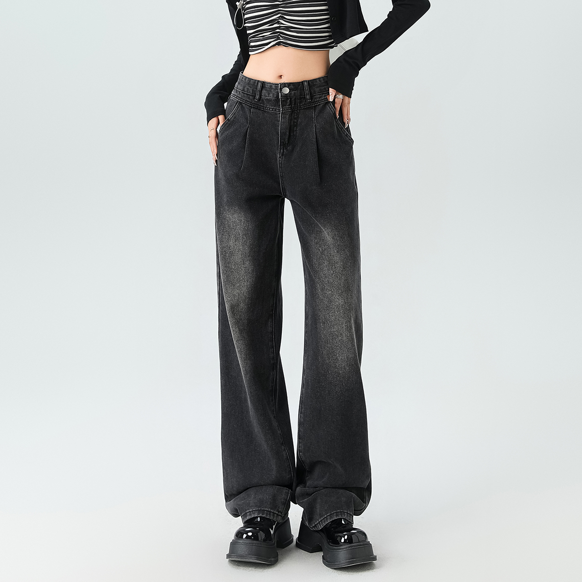 压褶高腰显瘦onemore