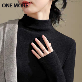 秋冬半高领长袖 女2025新款 加绒加厚内搭上衣X more黑色打底衫 one