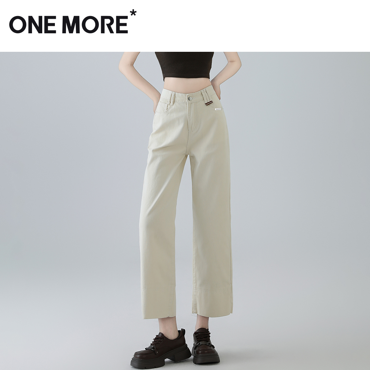 onemore九分裤高腰休闲牛仔裤