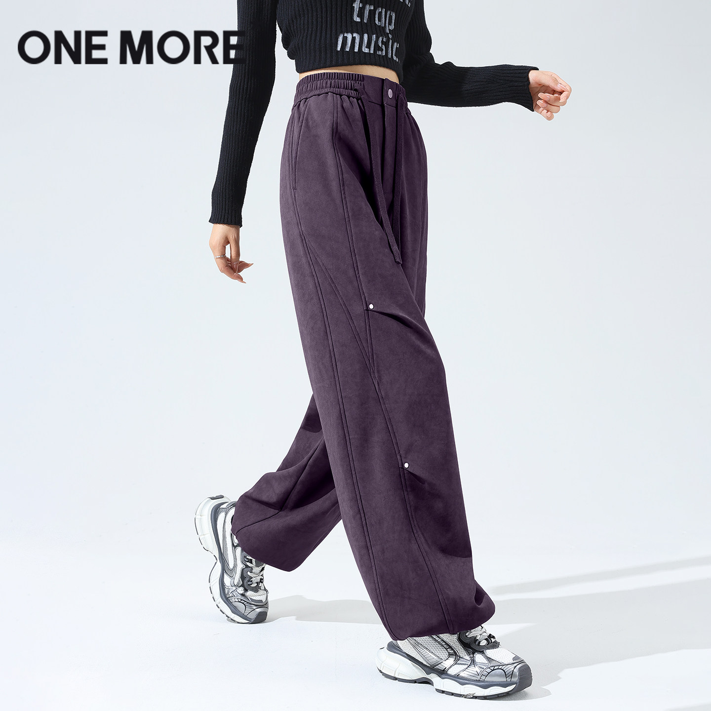 onemore加绒弯刀工装裤