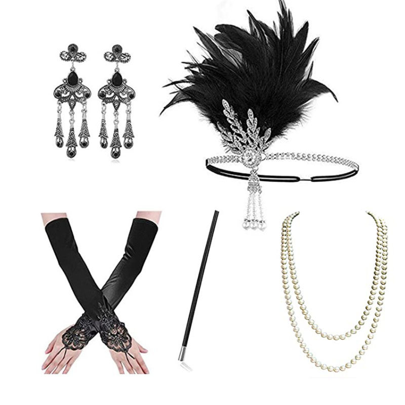 1920s flappy accessory Gatsby 舞会聚会年会服配饰复古羽毛发带