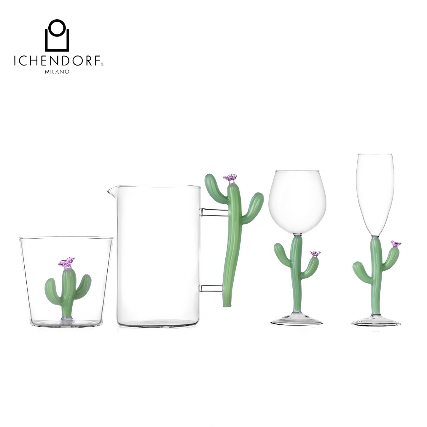 意大利ichendorf 创意耐热玻璃水杯冷水壶立体仙人掌红酒杯香槟杯