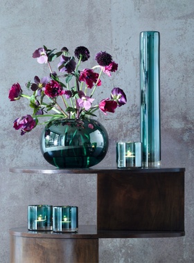 进口英国Lsa Epoque手工制作可访问的豪华覆古花瓶水晶玻璃琥珀插