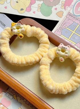 奶黄色猫咪发绳可爱高弹力头绳少女皮筋送男朋友发圈甜美卡通发饰