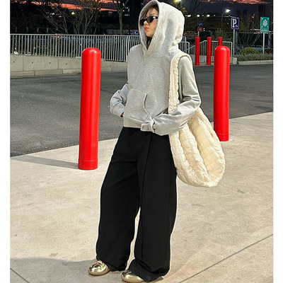 小个子短款连帽内搭卫衣新款带帽衫修身加绒加厚休闲时尚气质上衣