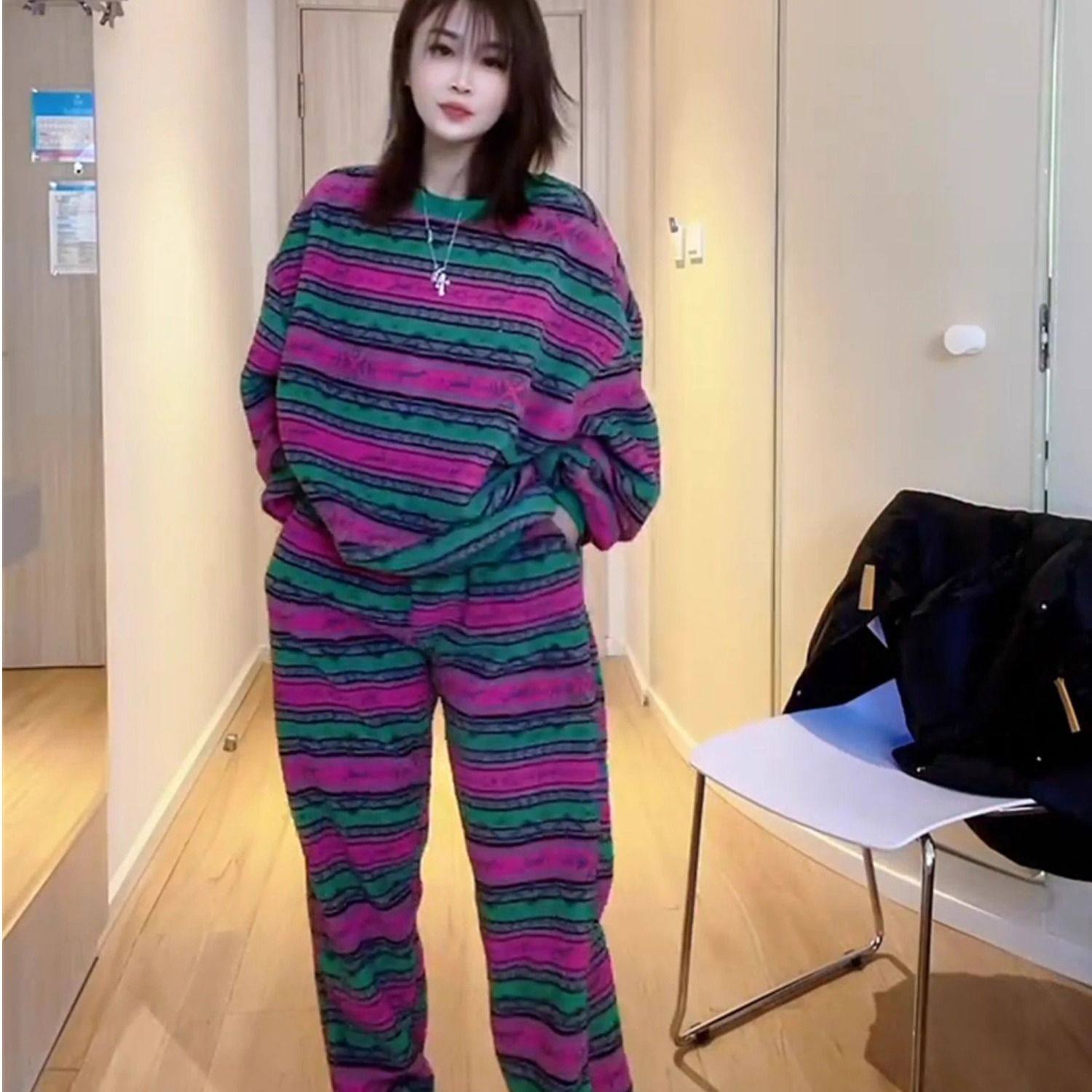 2-300斤胖m特大码冬季国潮风套装女圈绒长袖卫衣休闲卫裤两件套潮,女装/女士精品,时尚套装,淘宝优惠券,粉丝福利购,淘宝优惠卷