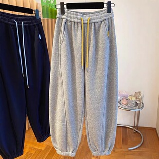 特大码300斤加绒加厚卫裤男女装秋冬情侣宽松休闲哈伦萝卜束脚裤