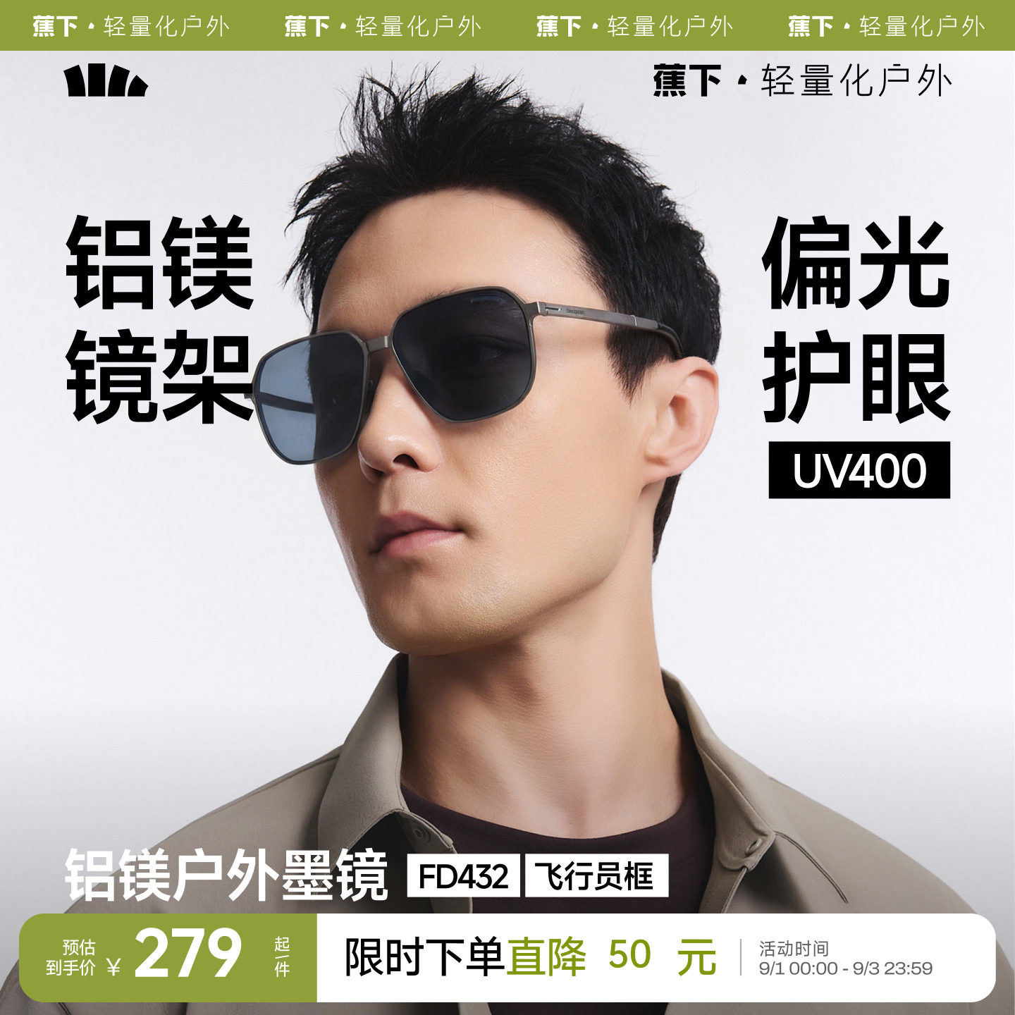 蕉下男款折叠墨镜偏光图片