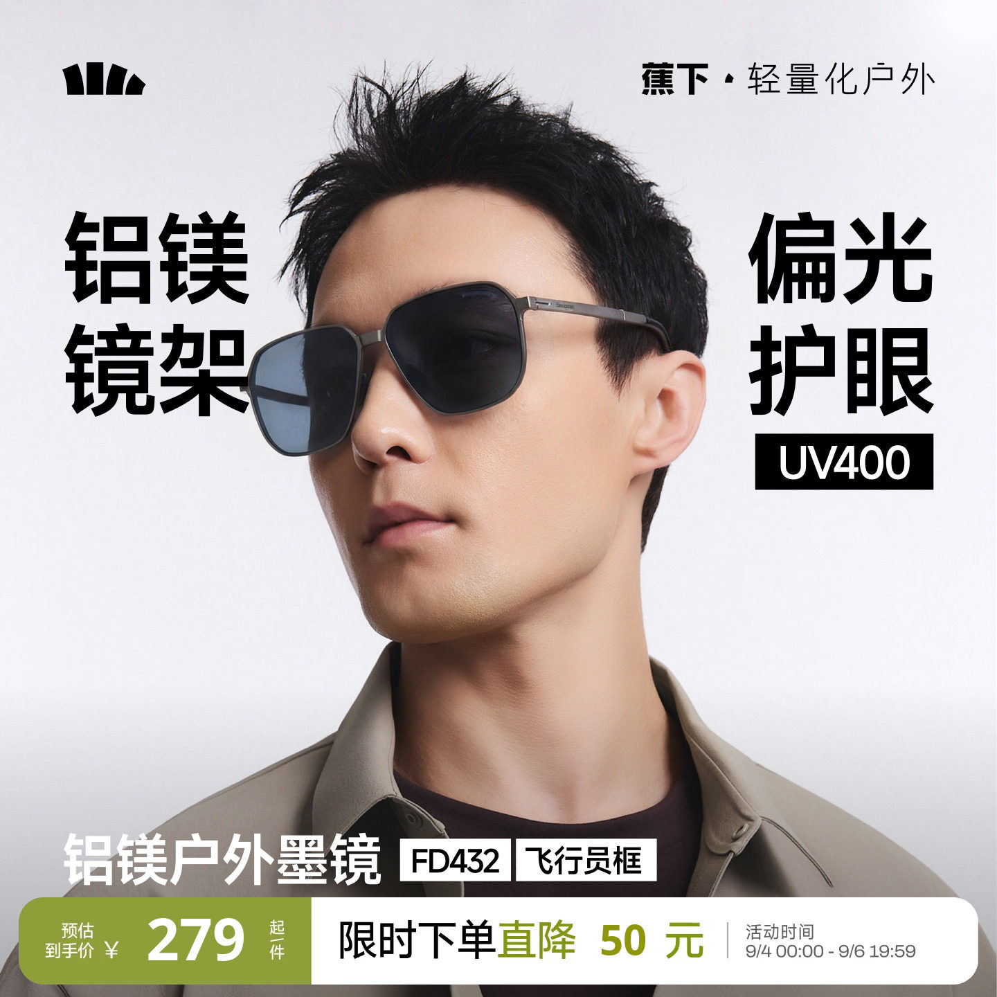 蕉下男款折叠墨镜偏光图片