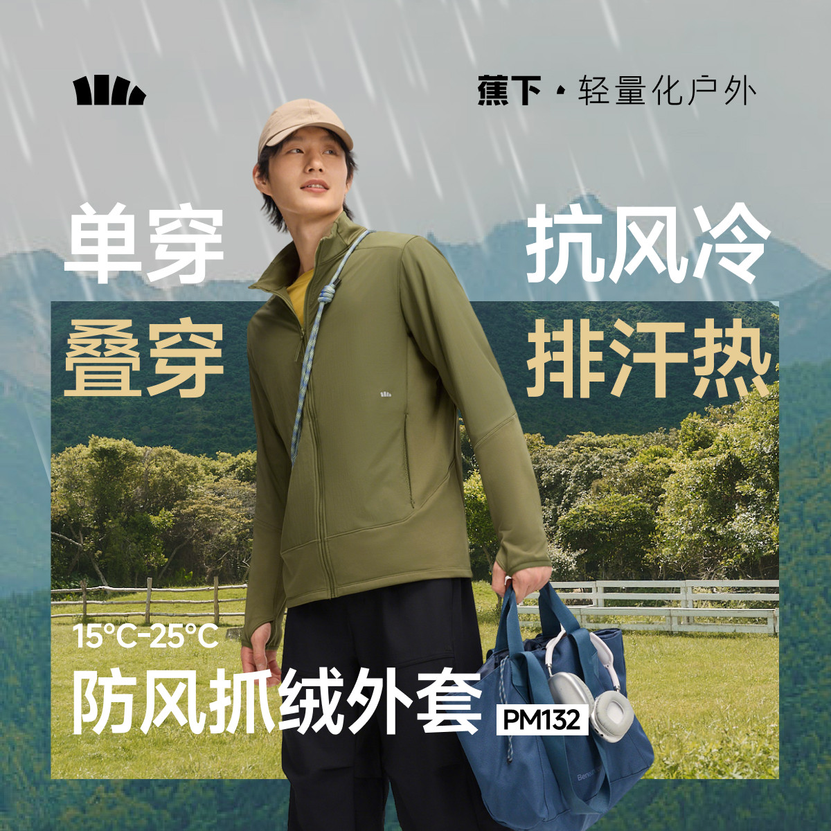 蕉下抓绒防风外套男立领行政夹克图片