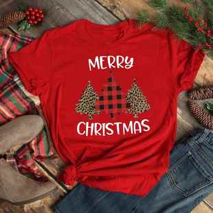 圣诞树大码 Christmas shirt2023年爆款 TreeT T恤男女红色情侣短袖